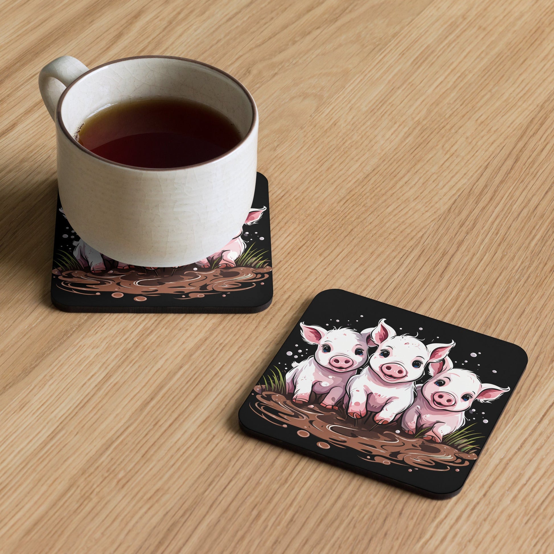 Pigs In The Mud Cork-back Coaster - Coasters - Discovery Co.