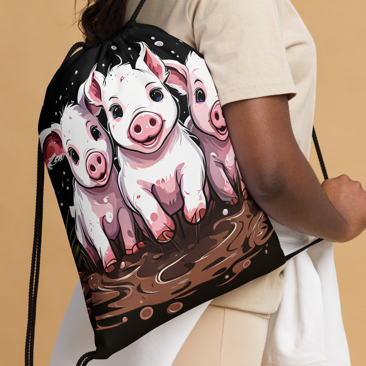 Pigs In The Mud Drawstring Bag - Drawstring Bag - Discovery Co.