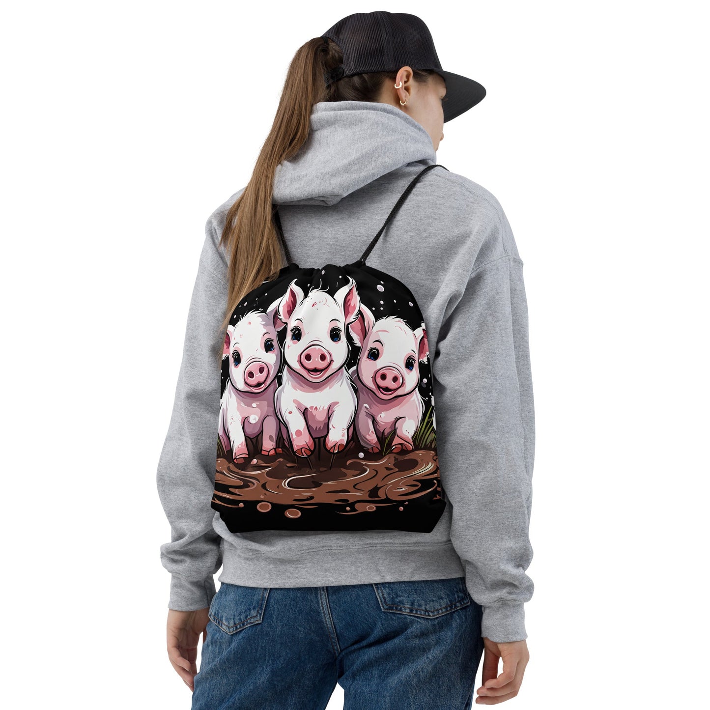 Pigs In The Mud Drawstring Bag - Drawstring Bag - Discovery Co.