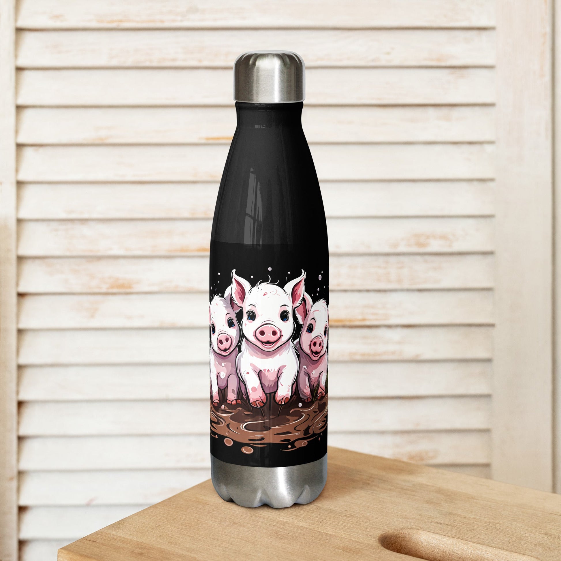 Pigs In The Mud Stainless Steel Water Bottle - Stainless Steel Water Bottle - Discovery Co.