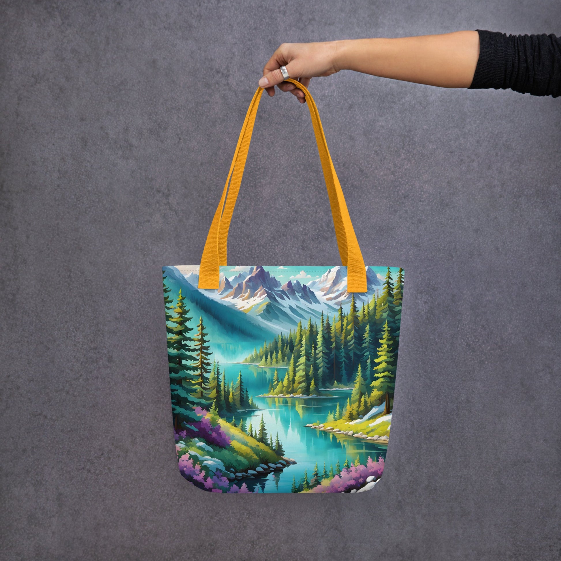 Pine Forest With Lake Tote Bag - Tote Bags - Discovery Co.