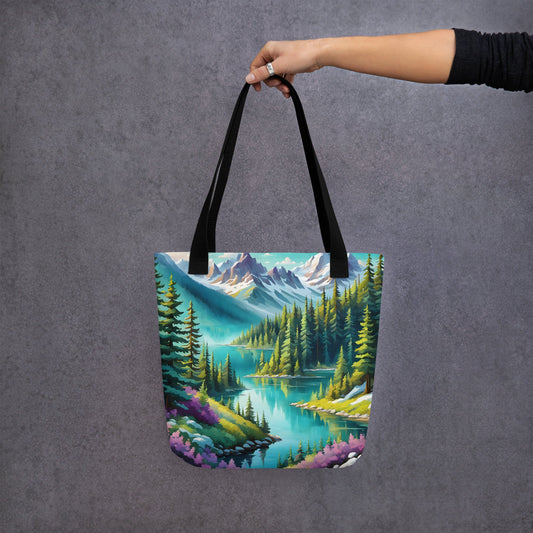 Pine Forest With Lake Tote Bag - Tote Bags - Discovery Co.