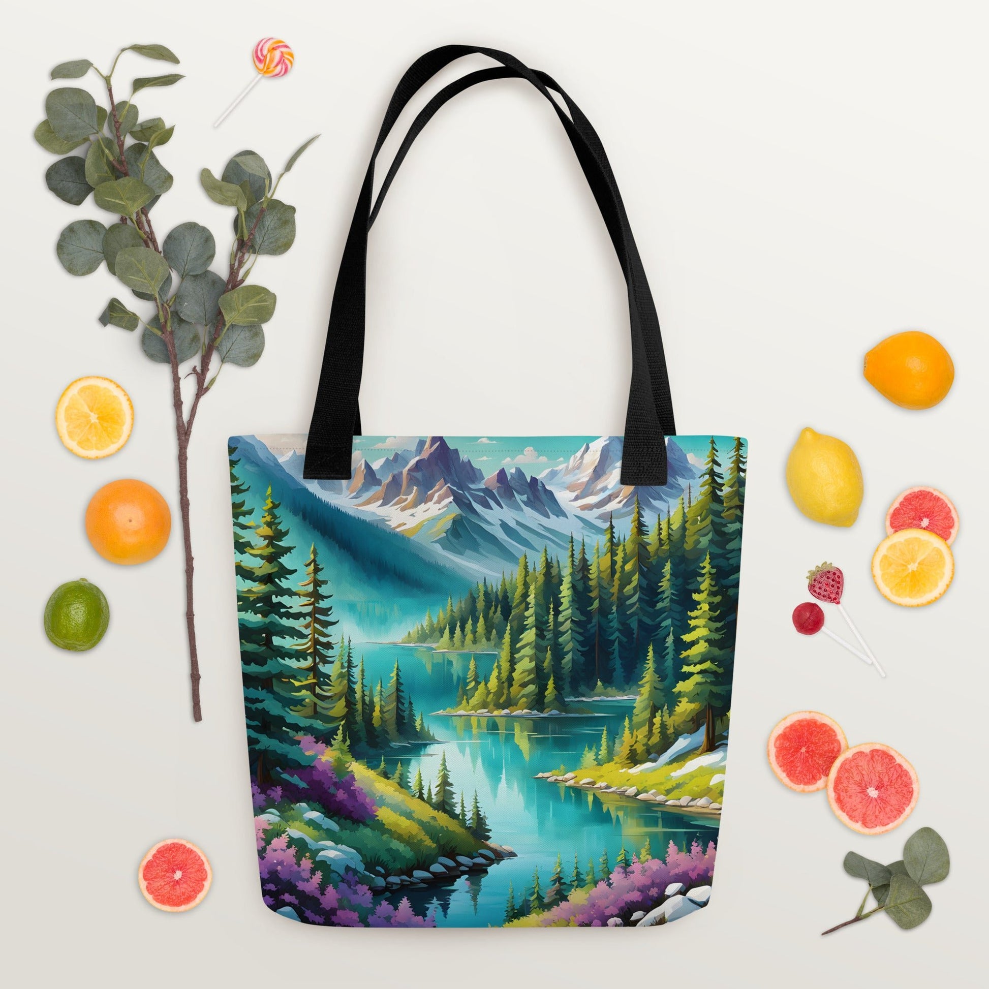 Pine Forest With Lake Tote Bag - Tote Bags - Discovery Co.