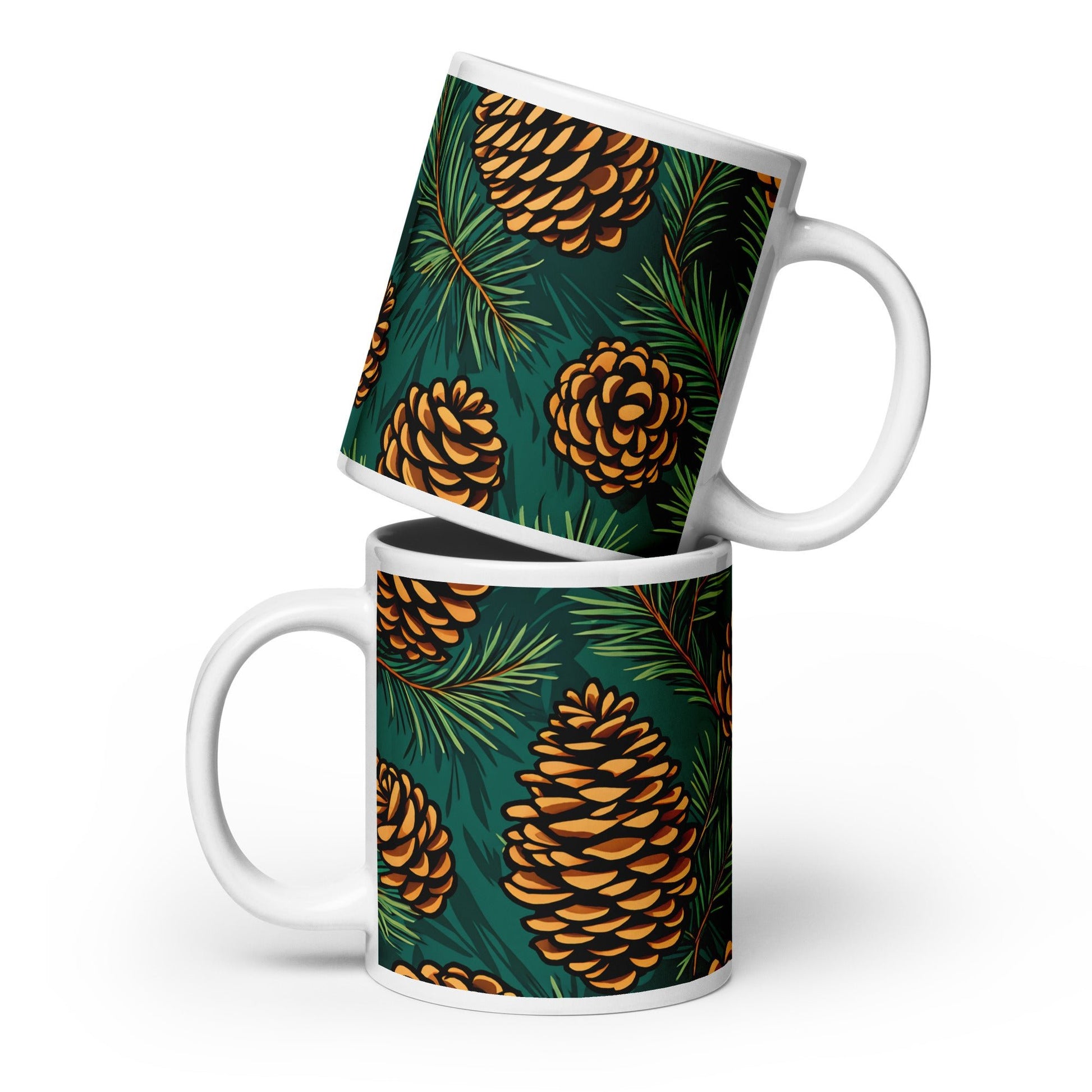 Pinecone White Glossy Mug (11 oz, 15 oz, 20 oz) - Mugs - Discovery Co.