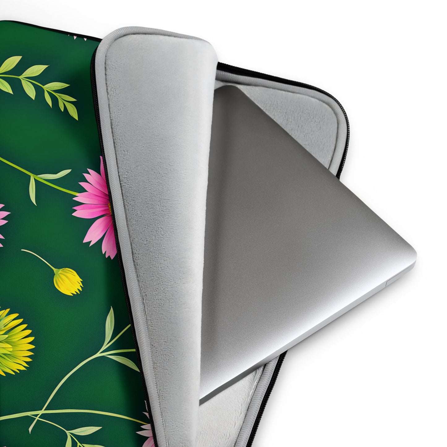 Pink and Green Flowers Laptop Sleeve - Laptop Cases - Discovery Co.