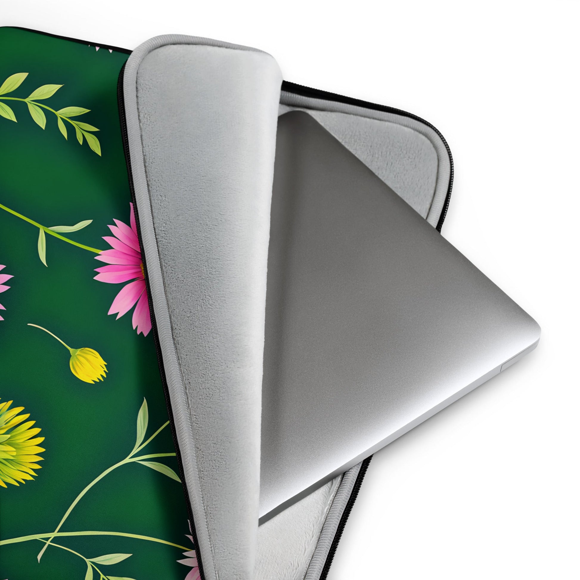 Pink and Green Flowers Laptop Sleeve - Laptop Cases - Discovery Co.