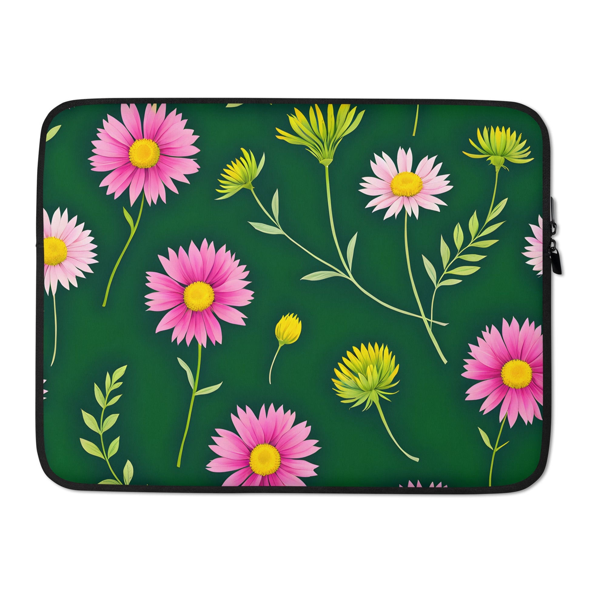 Pink and Green Flowers Laptop Sleeve - Laptop Cases - Discovery Co.