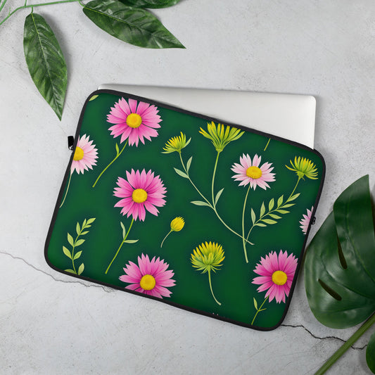 Pink and Green Flowers Laptop Sleeve - Laptop Cases - Discovery Co.