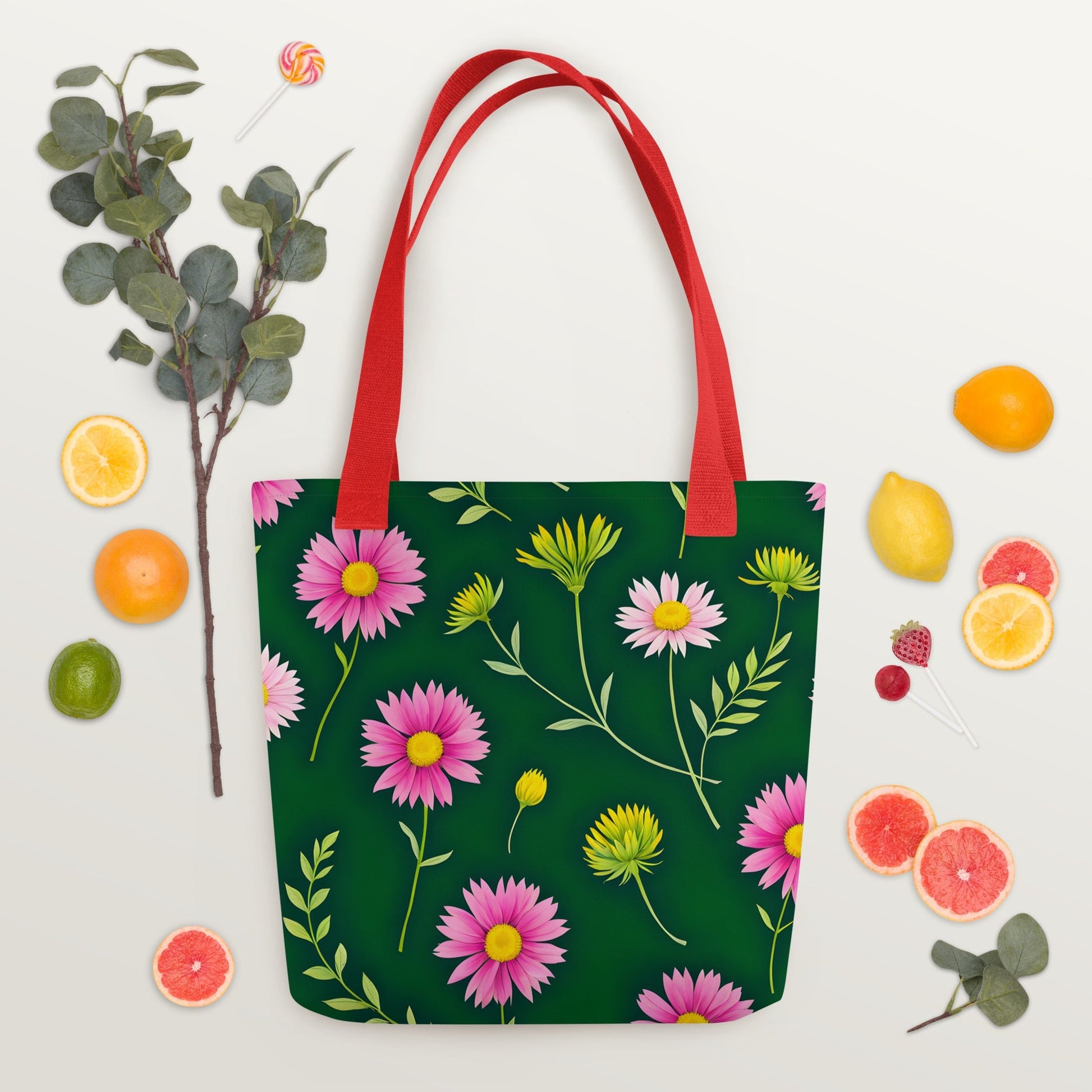 Pink and Green Flowers Tote Bag - Tote Bags - Discovery Co.