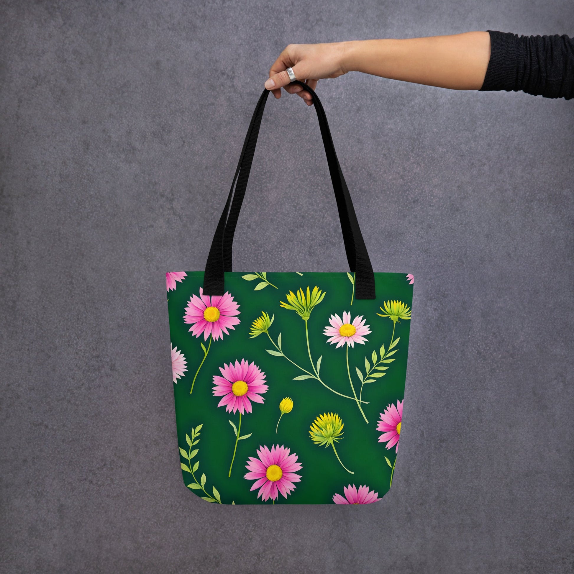 Pink and Green Flowers Tote Bag - Tote Bags - Discovery Co.