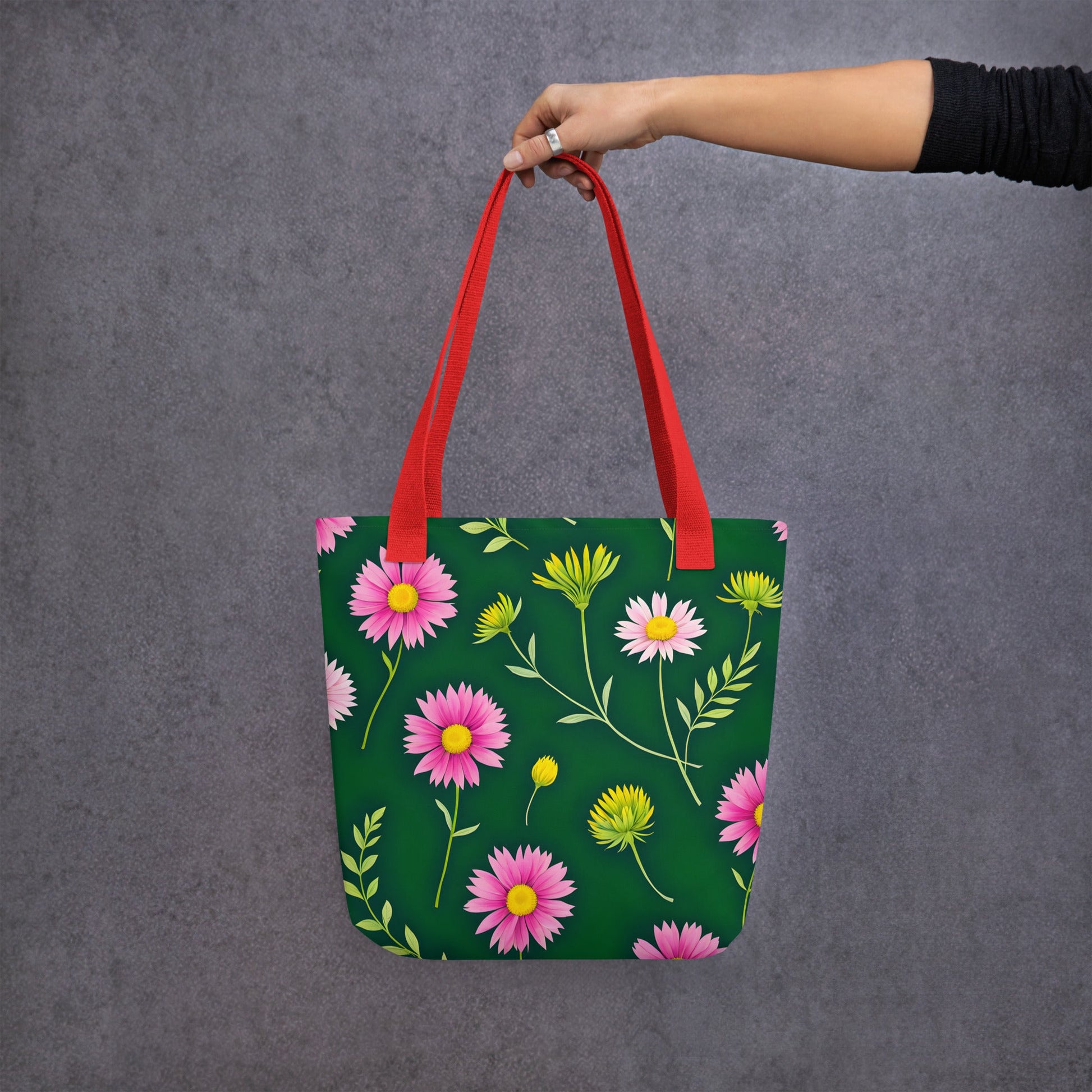 Pink and Green Flowers Tote Bag - Tote Bags - Discovery Co.