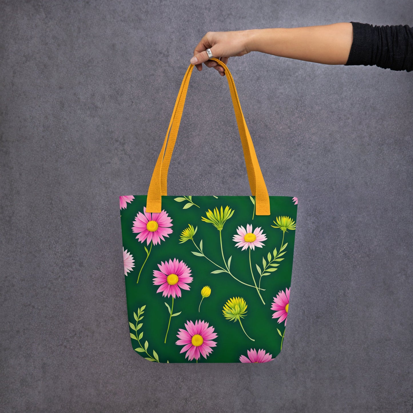 Pink and Green Flowers Tote Bag - Tote Bags - Discovery Co.