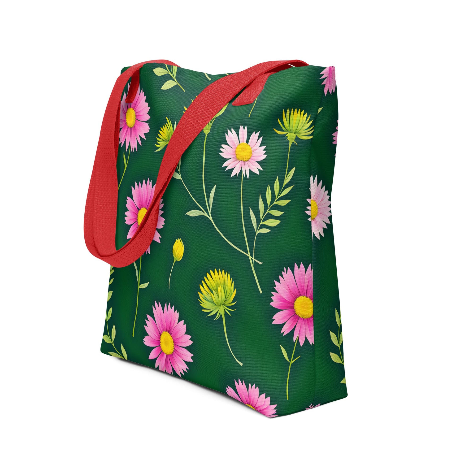 Pink and Green Flowers Tote Bag - Tote Bags - Discovery Co.