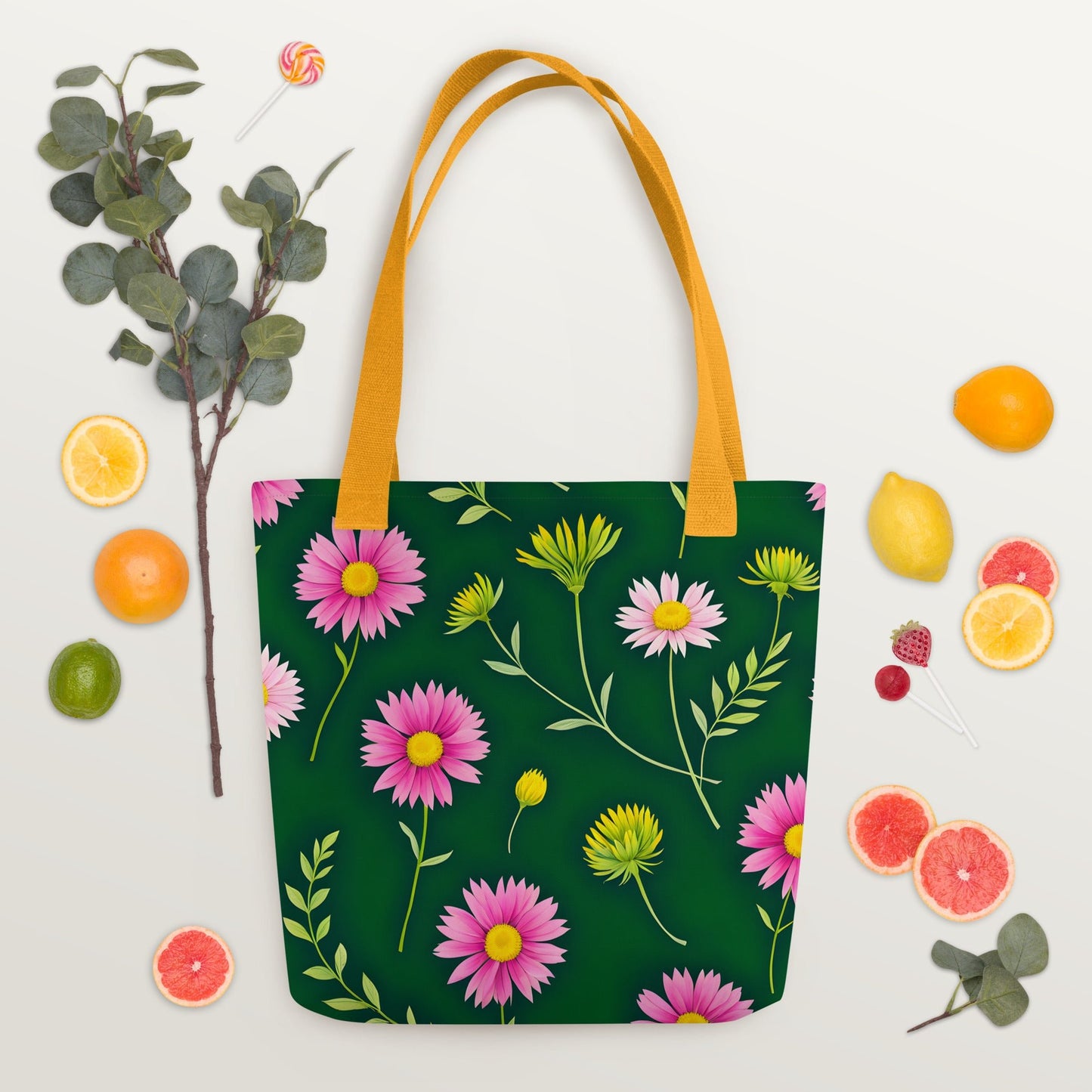 Pink and Green Flowers Tote Bag - Tote Bags - Discovery Co.