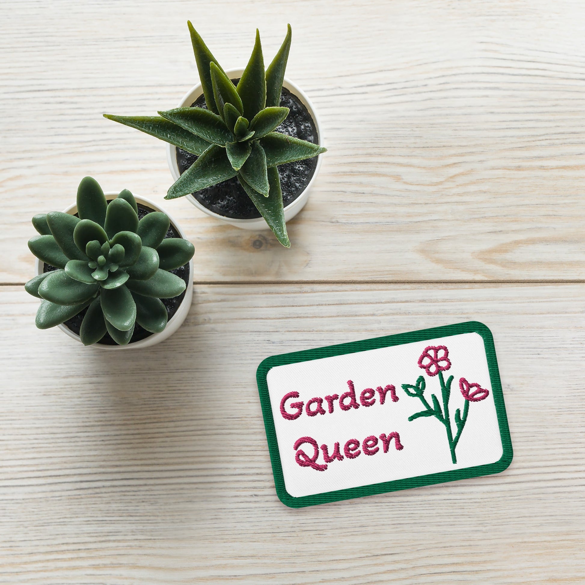 Pink and Green Garden Queen Embroidered Patches - Embroidered Patches - Discovery Co.