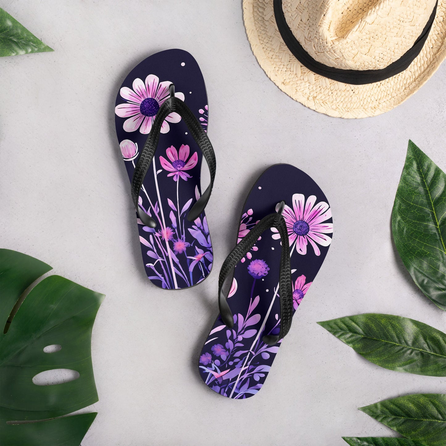 Pink And Purple Flowers II Flip - Flops - Footwear - Discovery Co.
