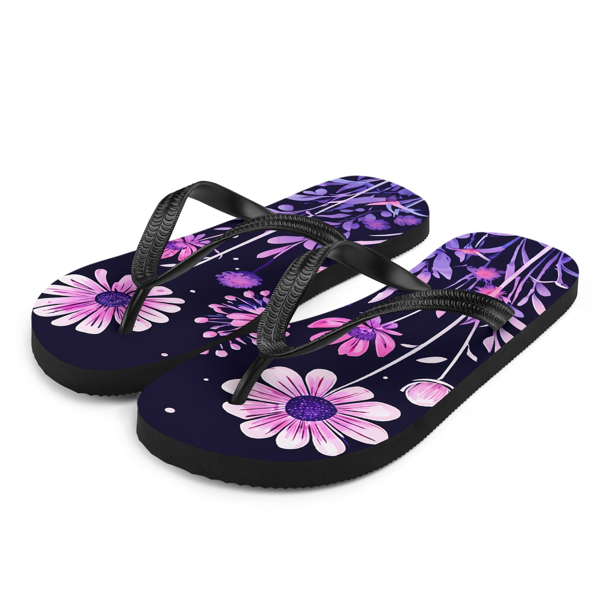 Pink And Purple Flowers II Flip - Flops - Footwear - Discovery Co.