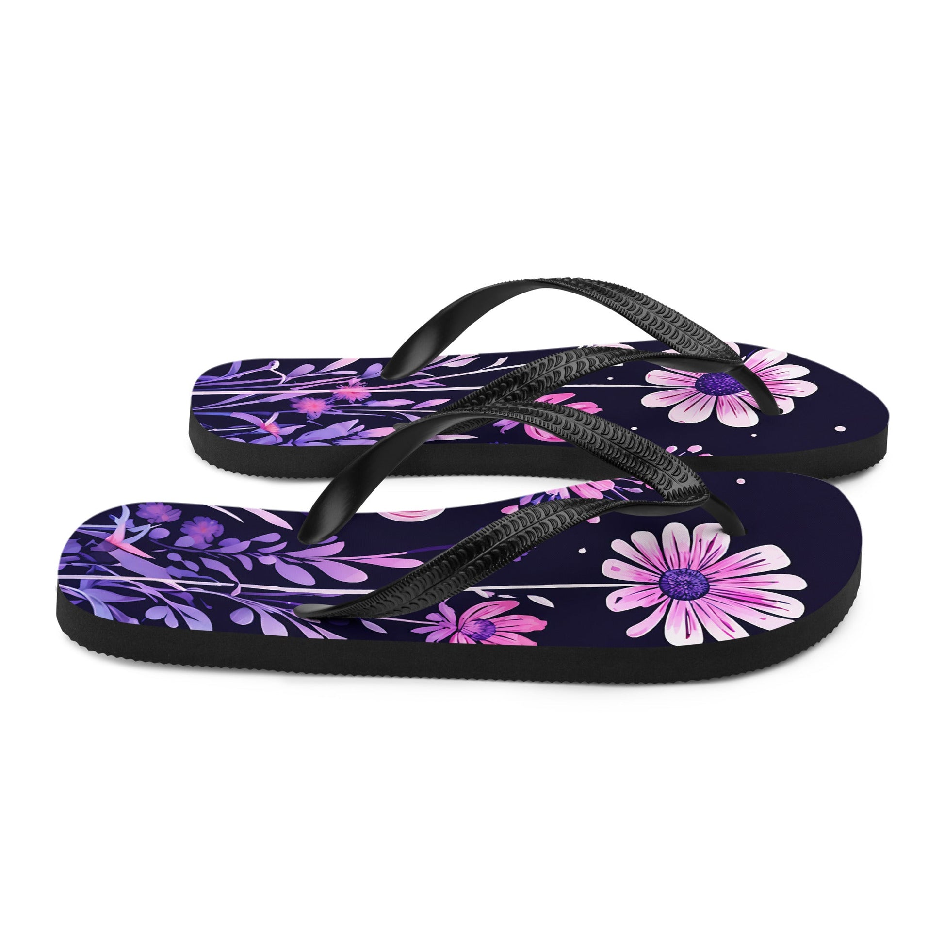 Pink And Purple Flowers II Flip - Flops - Footwear - Discovery Co.