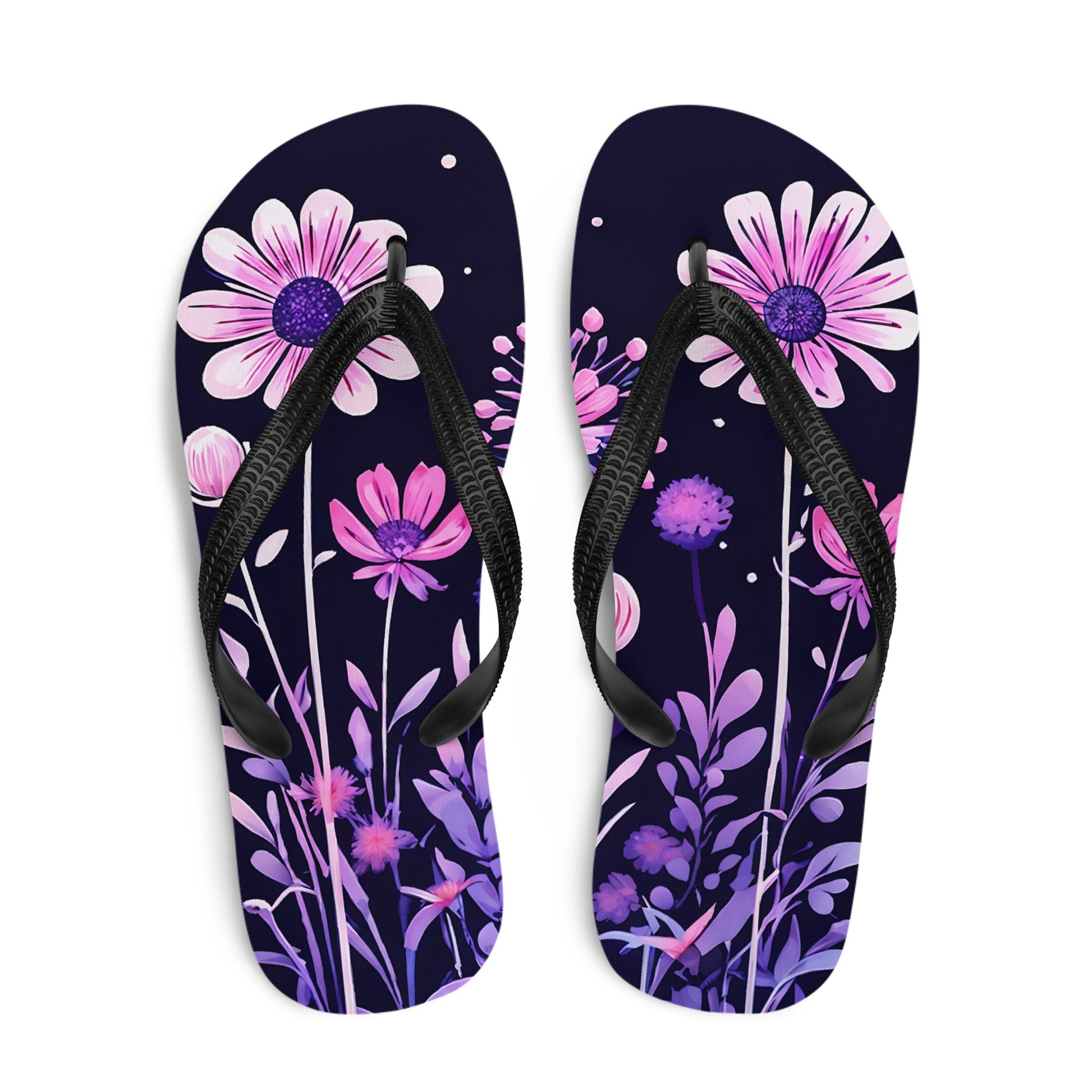 Pink And Purple Flowers II Flip - Flops - Footwear - Discovery Co.