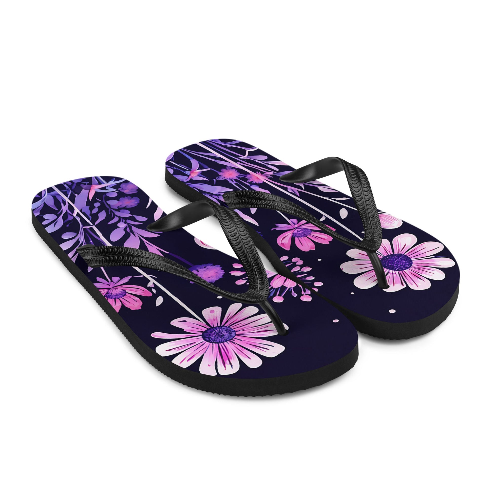 Pink And Purple Flowers II Flip - Flops - Footwear - Discovery Co.