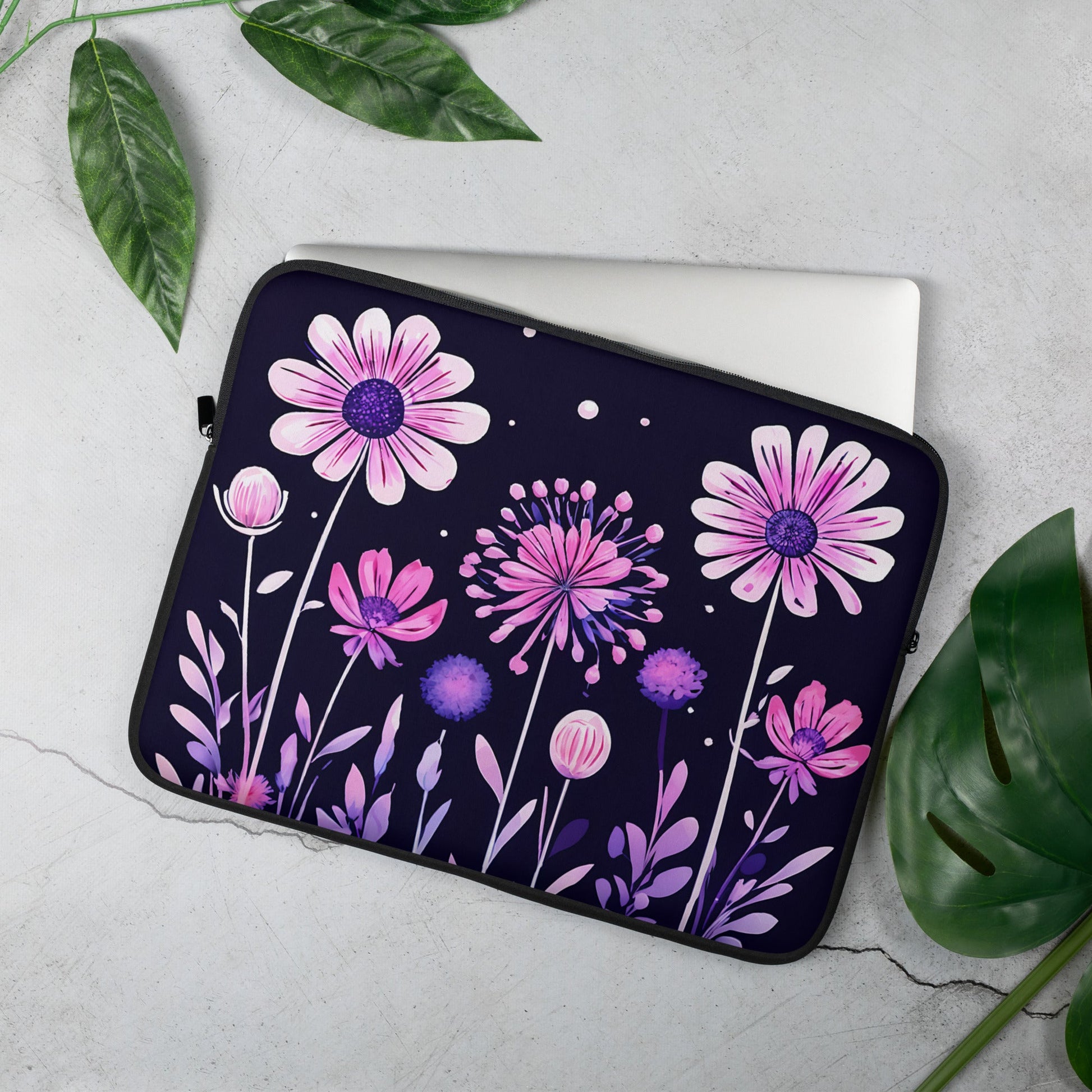 Pink and Purple Flowers II Laptop Sleeve - Laptop Cases - Discovery Co.