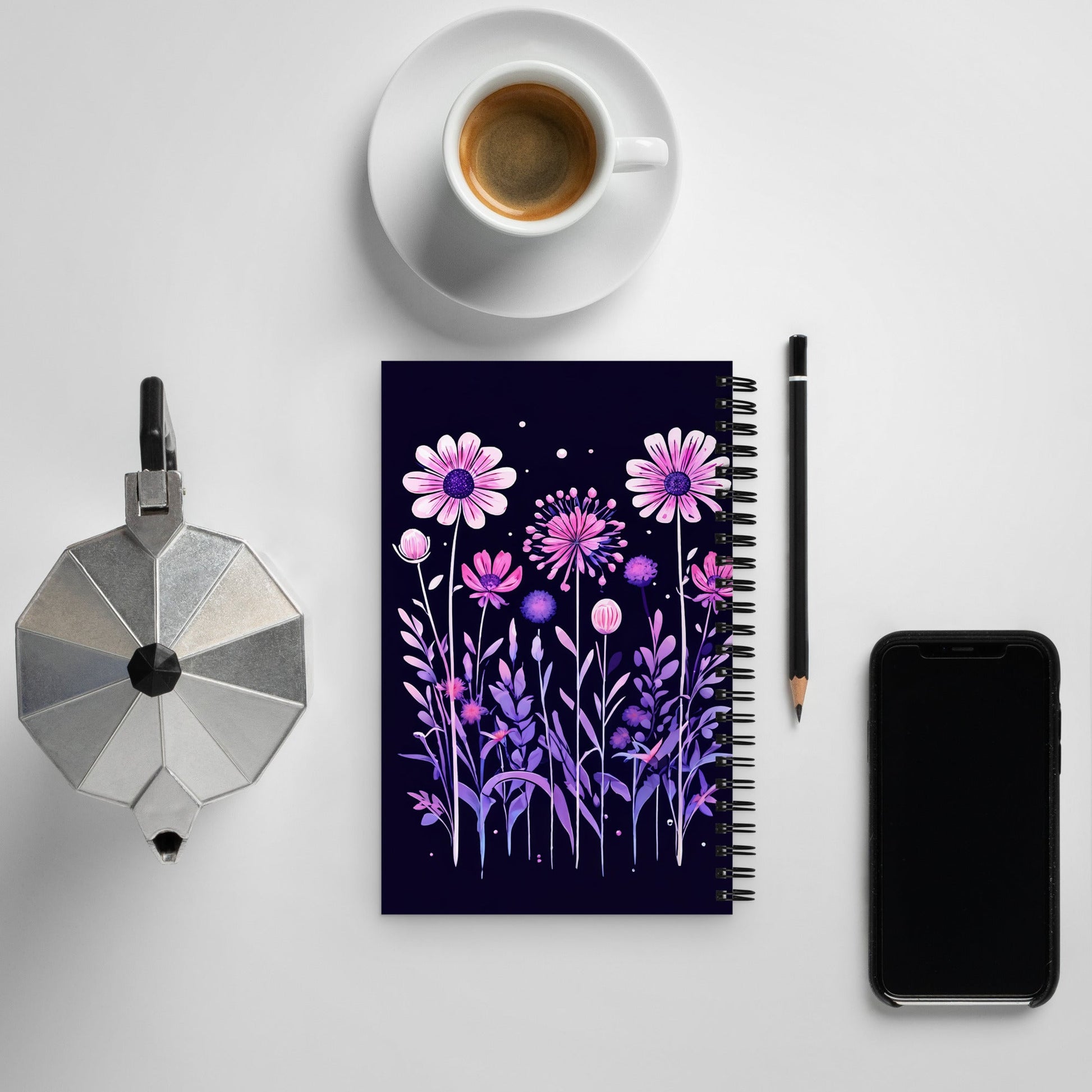 Pink and Purple Flowers II Spiral Notebook - Spiral Notebooks - Discovery Co.