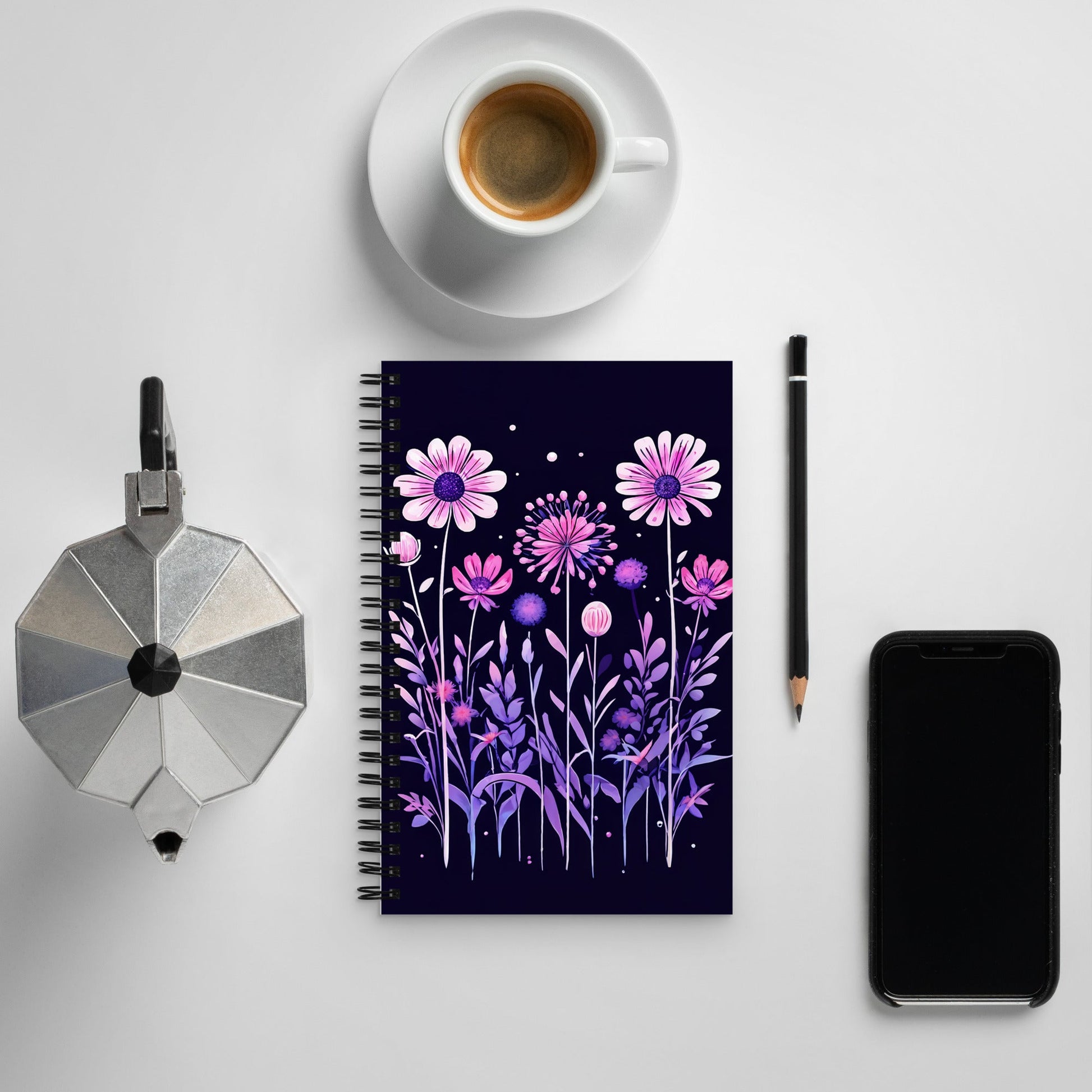 Pink and Purple Flowers II Spiral Notebook - Spiral Notebooks - Discovery Co.