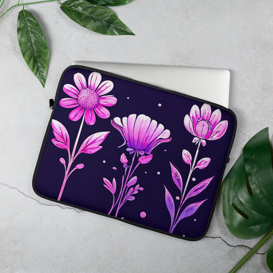 Pink and Purple Flowers Laptop Sleeve - Laptop Cases - Discovery Co.