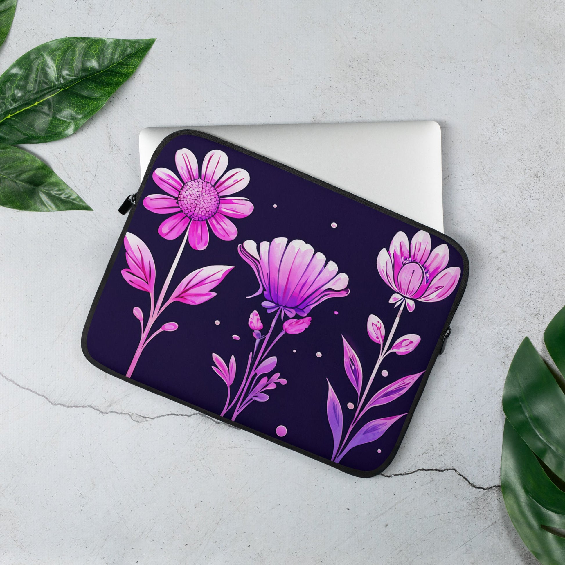 Pink and Purple Flowers Laptop Sleeve - Laptop Cases - Discovery Co.