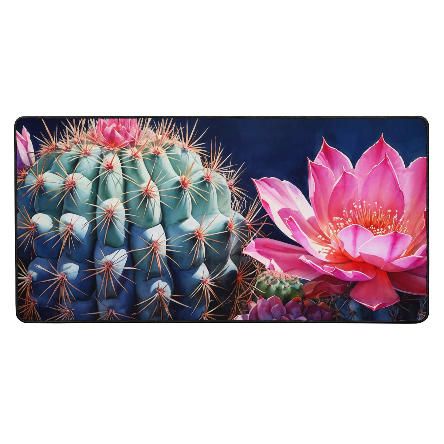 Pink Cactus Bloom Desk Mat - Mouse Pads - Discovery Co.