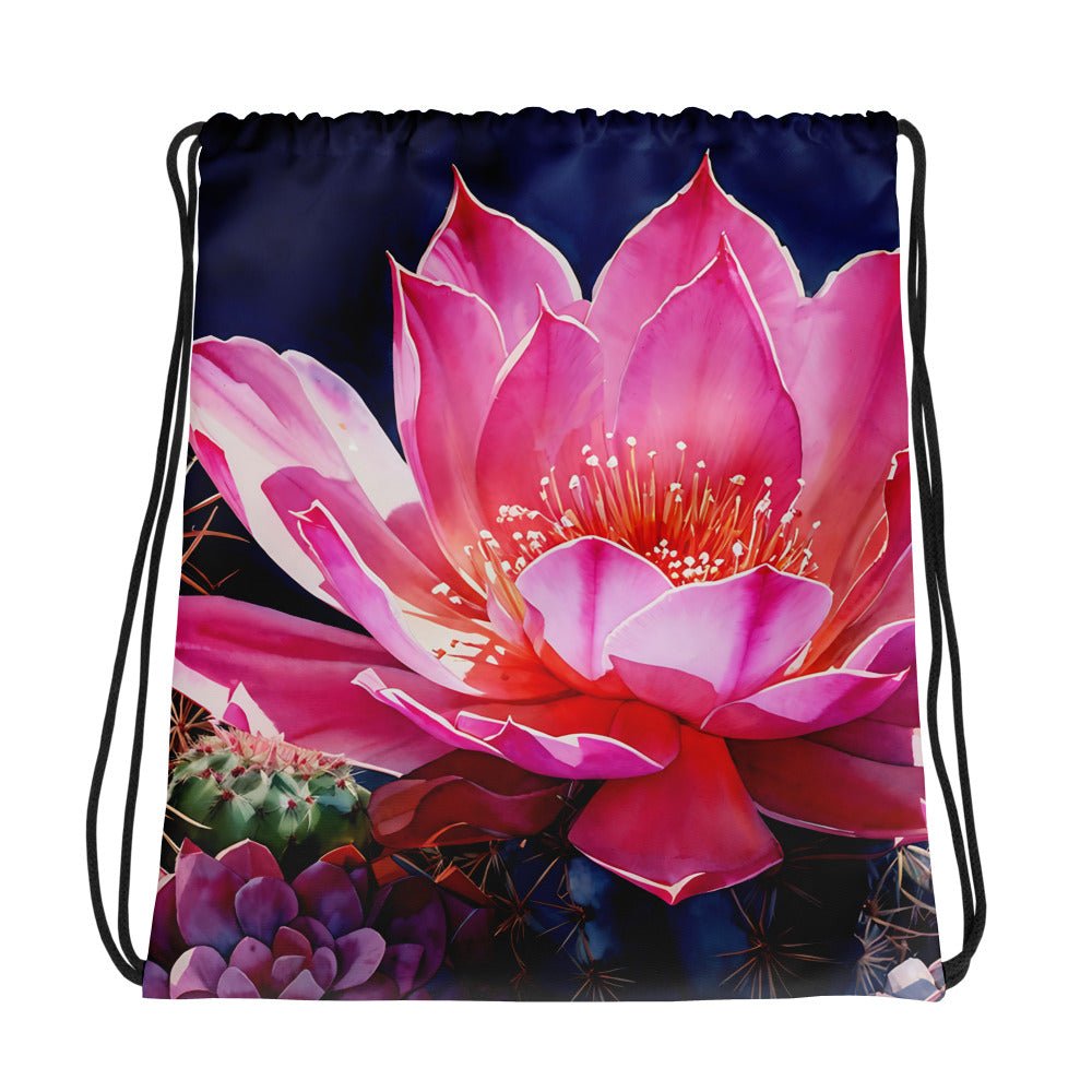Pink Cactus Bloom Drawstring Bag - Discovery Co.