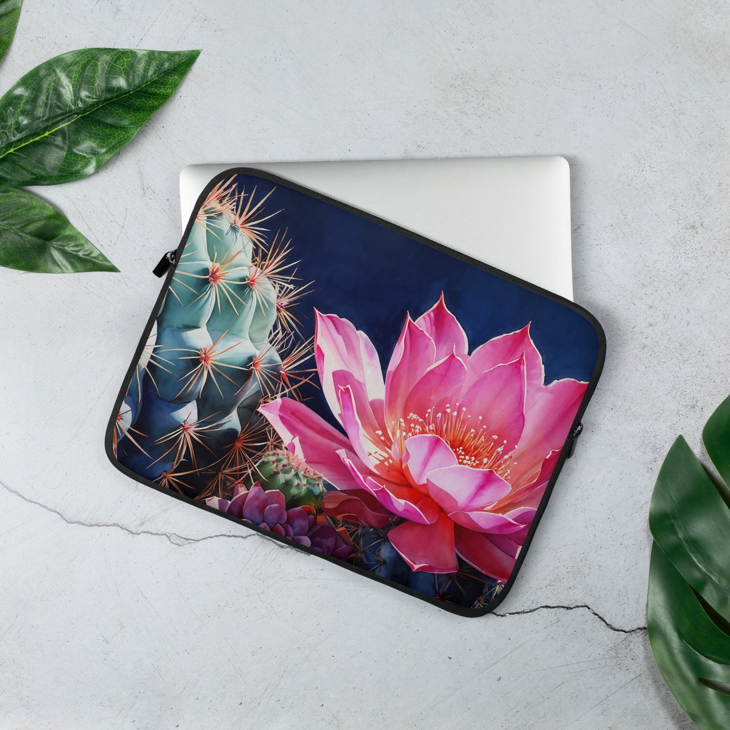 Pink Cactus Bloom Laptop Sleeve - Laptop Cases - Discovery Co.