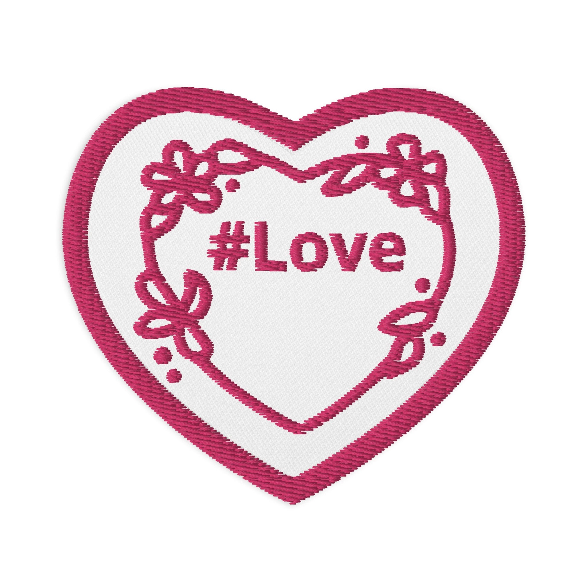 Pink Flowers #Love Heart Embroidered Patches - Embroidered Patches - Discovery Co.