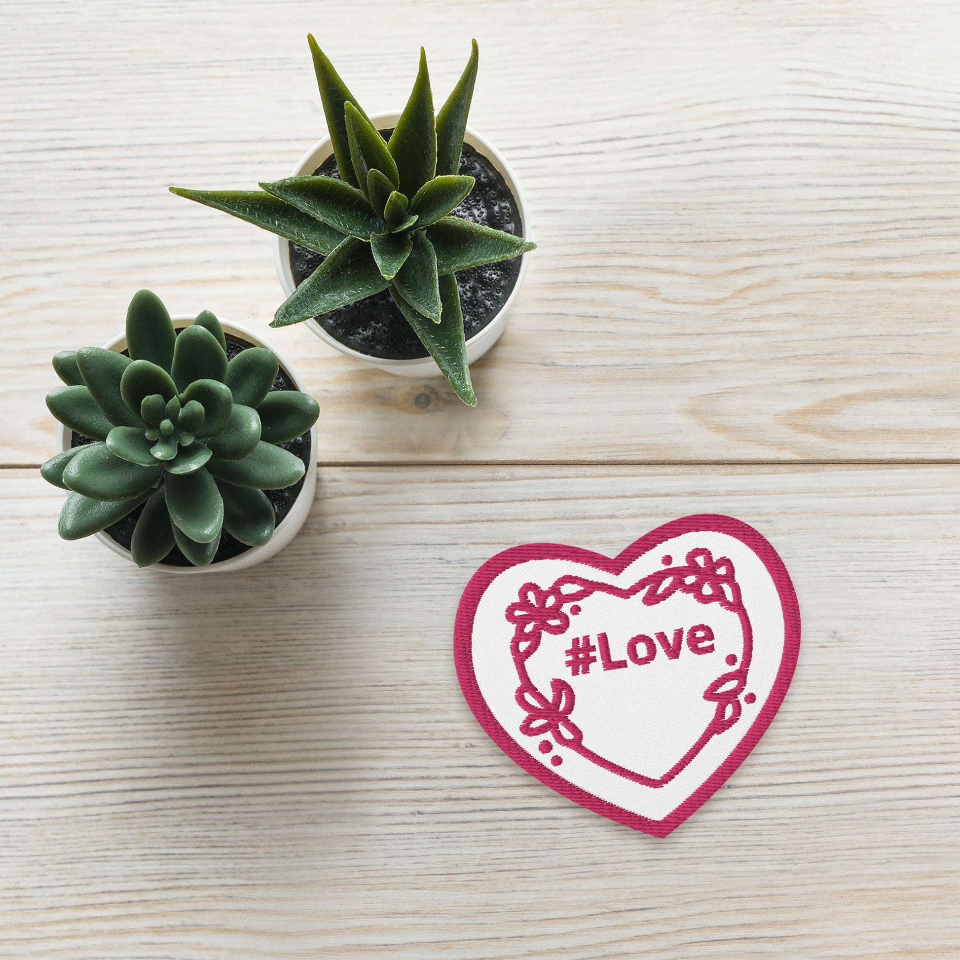 Pink Flowers #Love Heart Embroidered Patches - Embroidered Patches - Discovery Co.