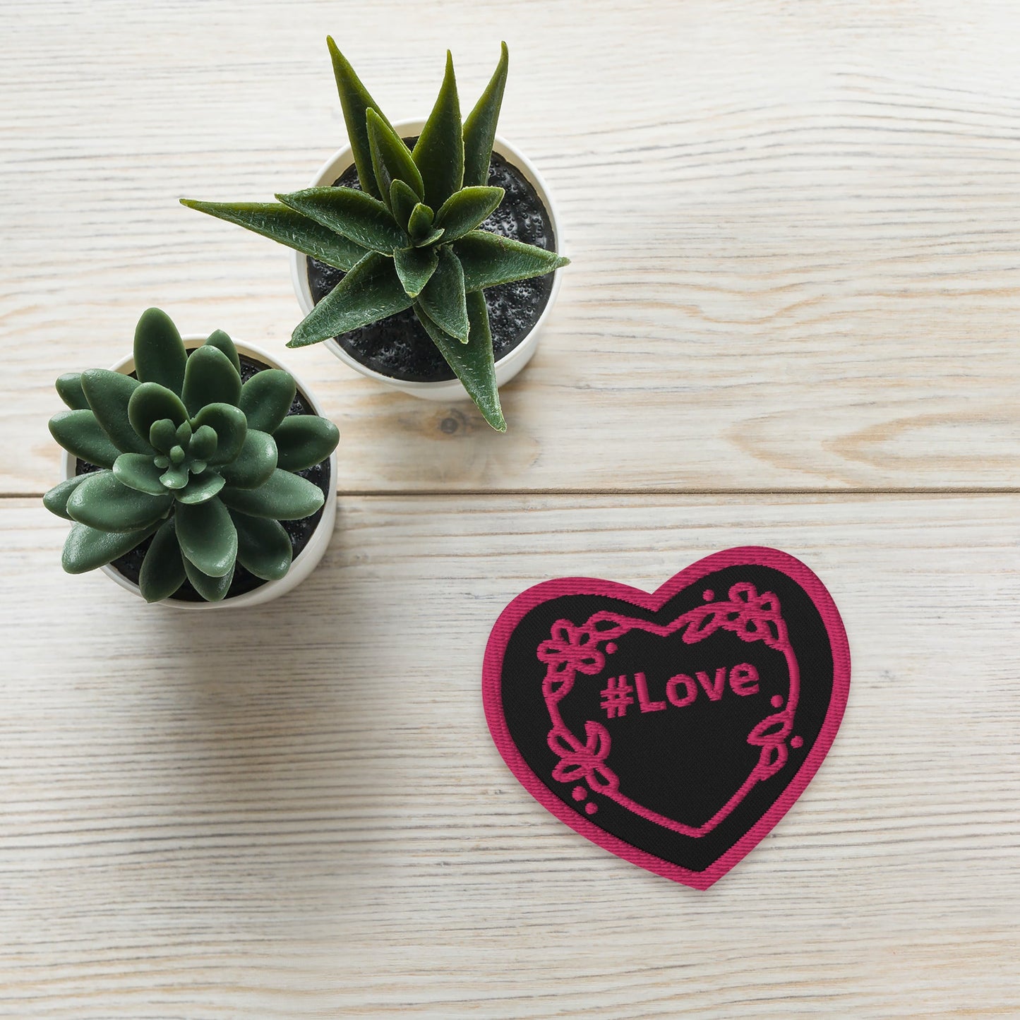 Pink Flowers #Love Heart Embroidered Patches - Embroidered Patches - Discovery Co.