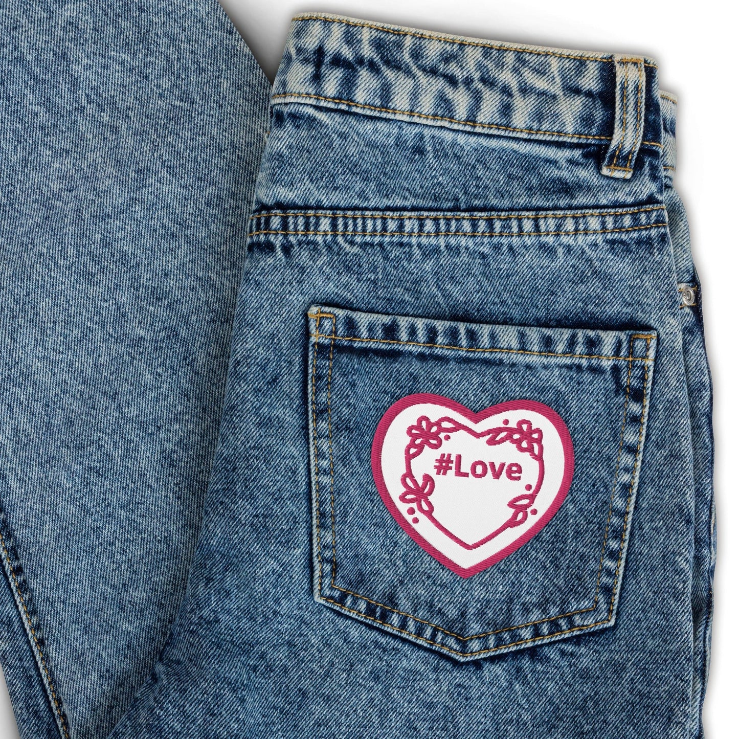 Pink Flowers #Love Heart Embroidered Patches - Embroidered Patches - Discovery Co.