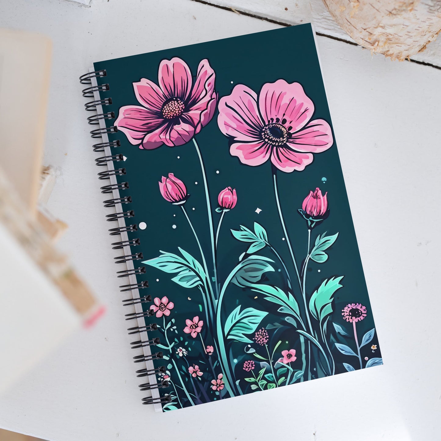 Pink Flowers Spiral Notebook - Spiral Notebooks - Discovery Co.