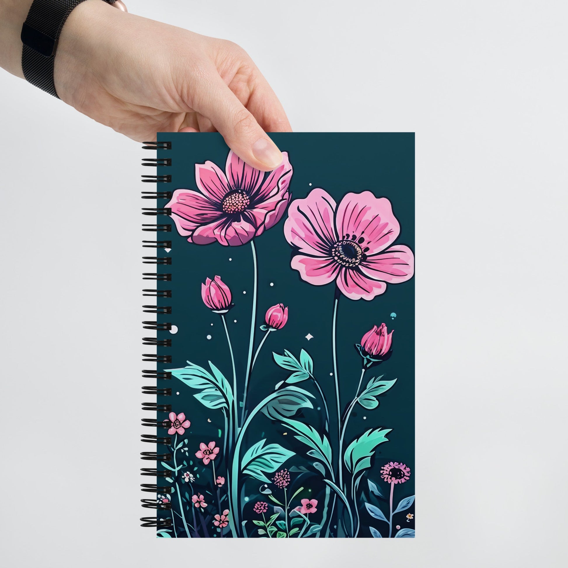 Pink Flowers Spiral Notebook - Spiral Notebooks - Discovery Co.