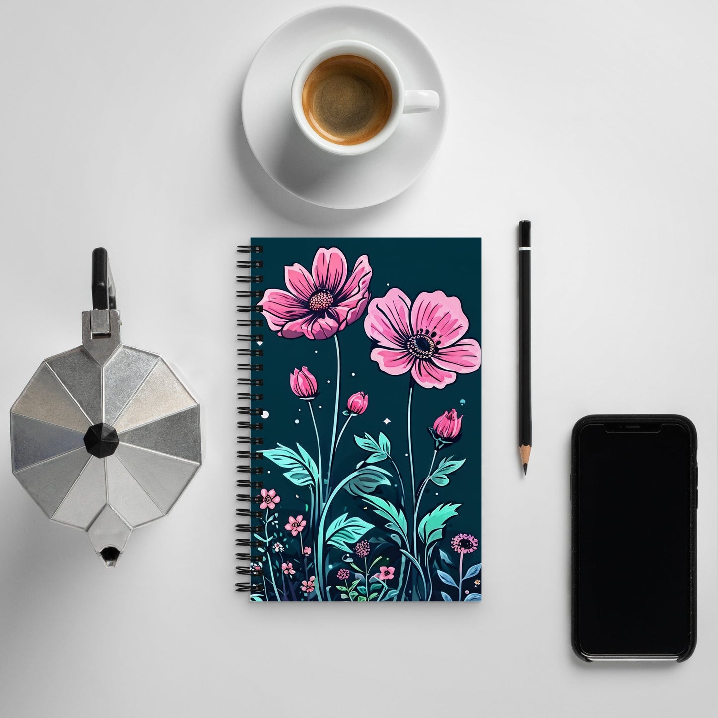 Pink Flowers Spiral Notebook - Spiral Notebooks - Discovery Co.