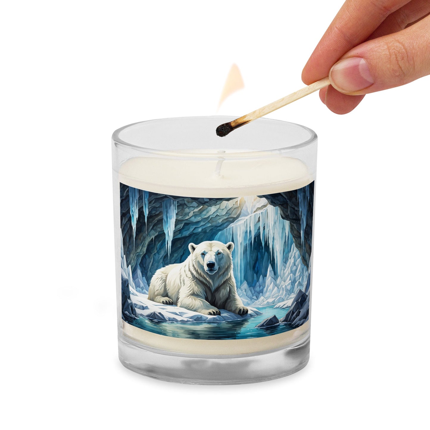 Polar Bear In Cave Glass Jar Soy Wax Candle - Candles - Discovery Co.
