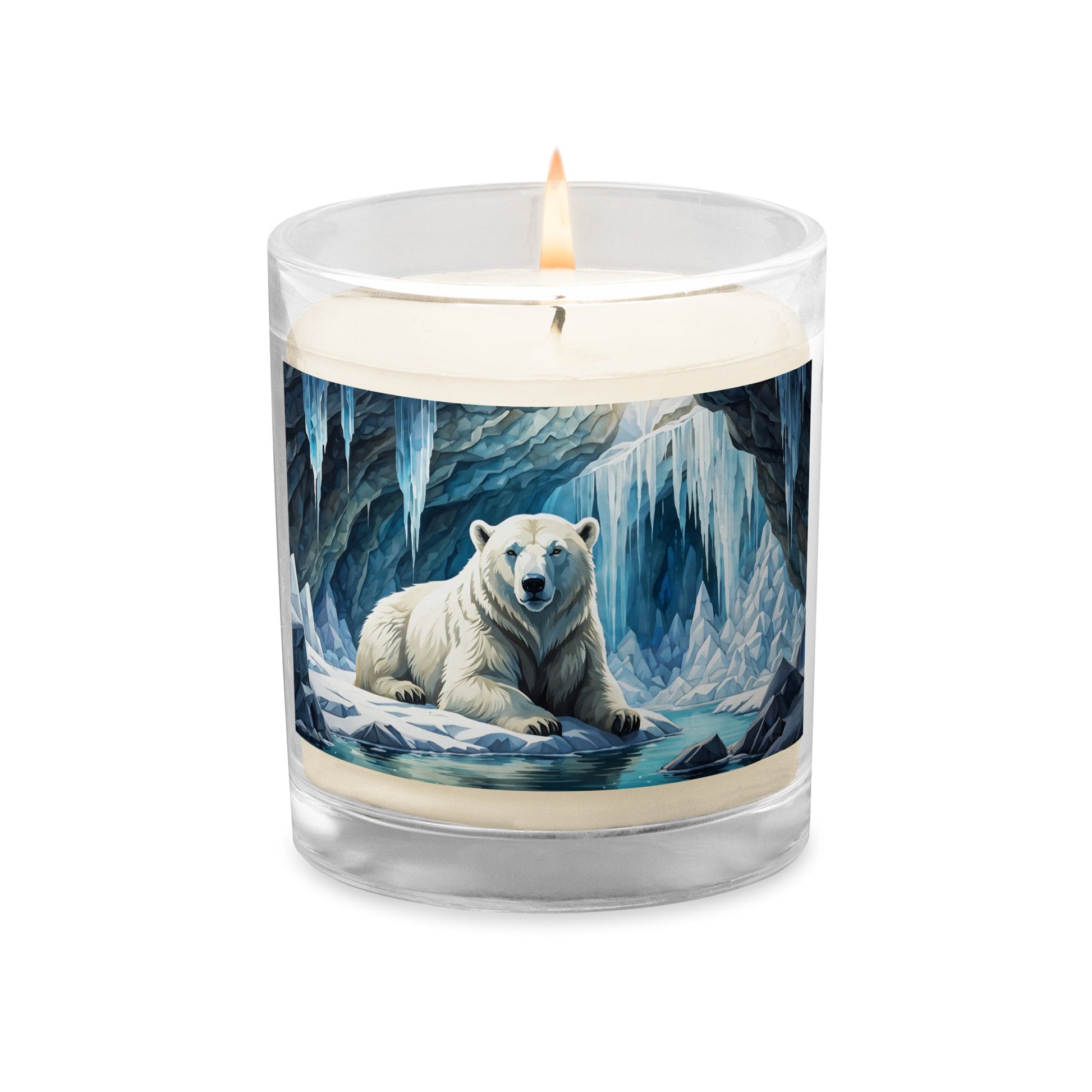 Polar Bear In Cave Glass Jar Soy Wax Candle - Candles - Discovery Co.