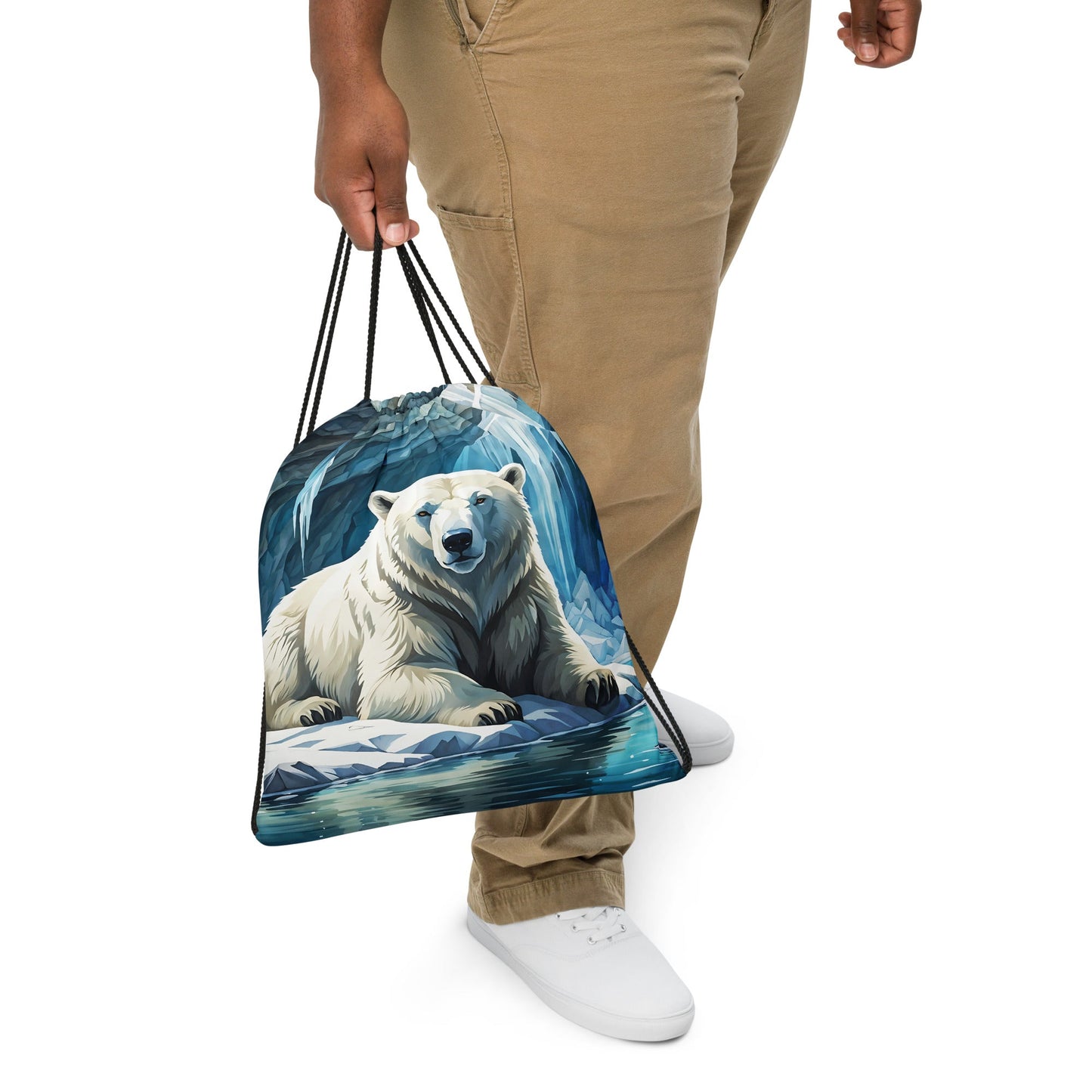 Polar Bear In The Cave Drawstring Bag - Drawstring Bag - Discovery Co.