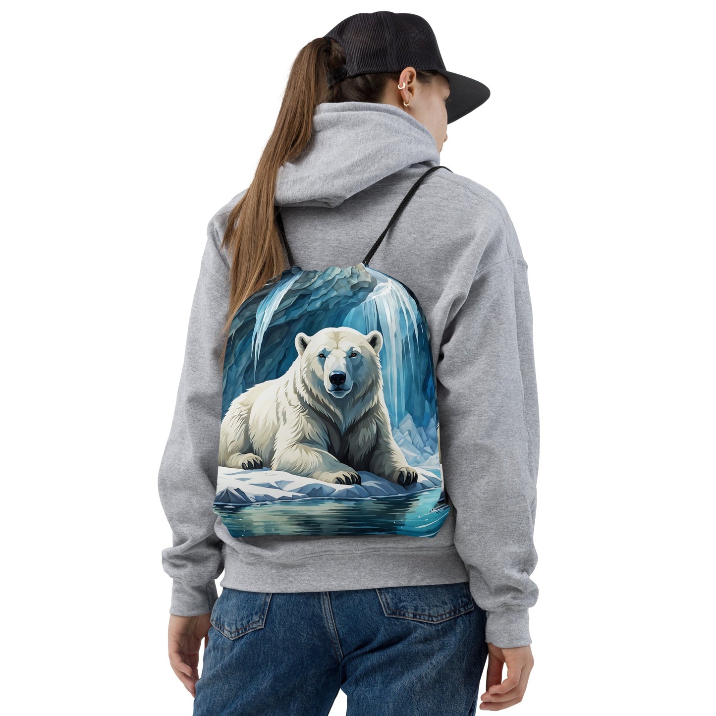Polar Bear In The Cave Drawstring Bag - Drawstring Bag - Discovery Co.