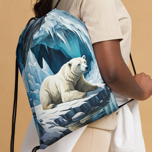 Polar Bear In The Cave III Drawstring Bag - Drawstring Bag - Discovery Co.