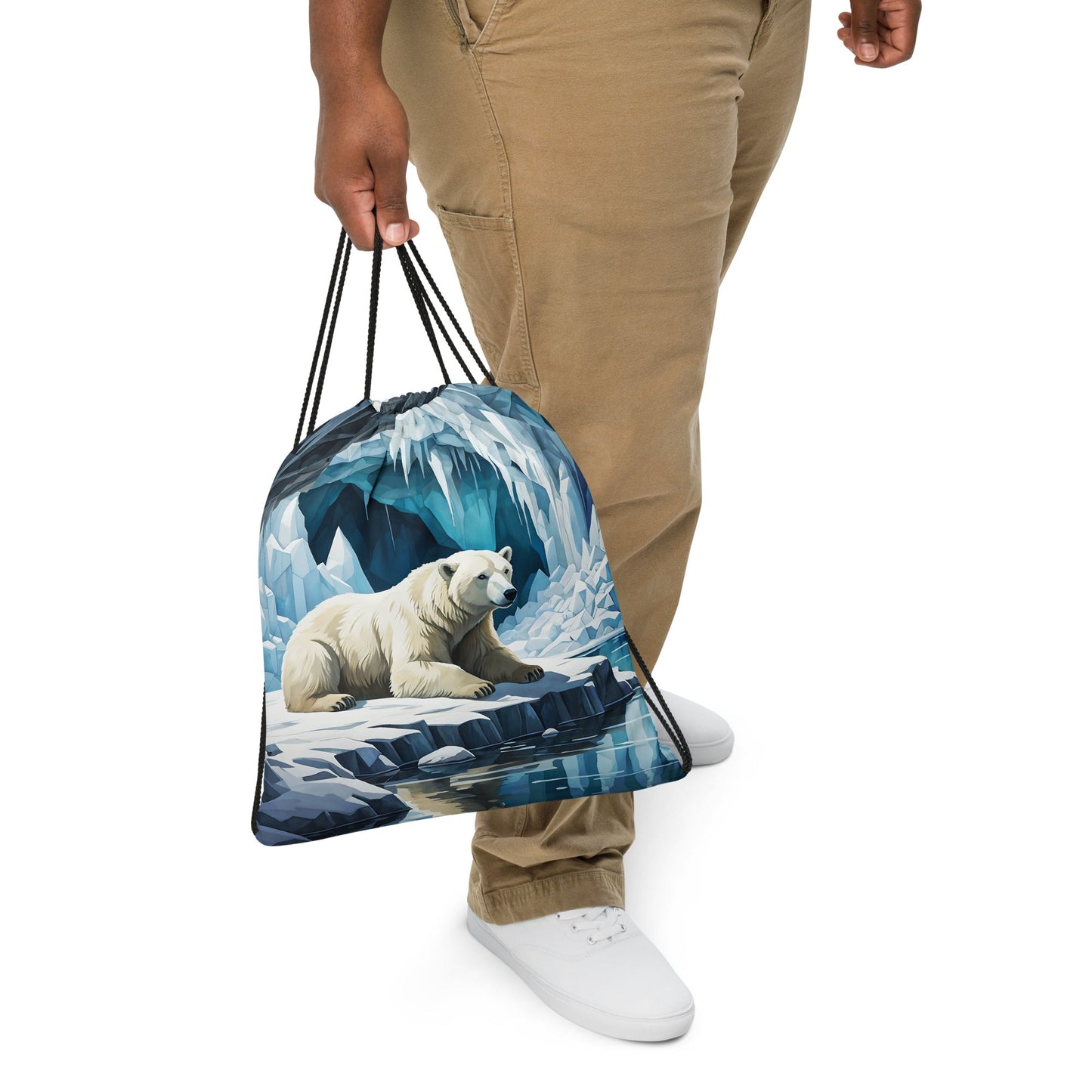 Polar Bear In The Cave III Drawstring Bag - Drawstring Bag - Discovery Co.