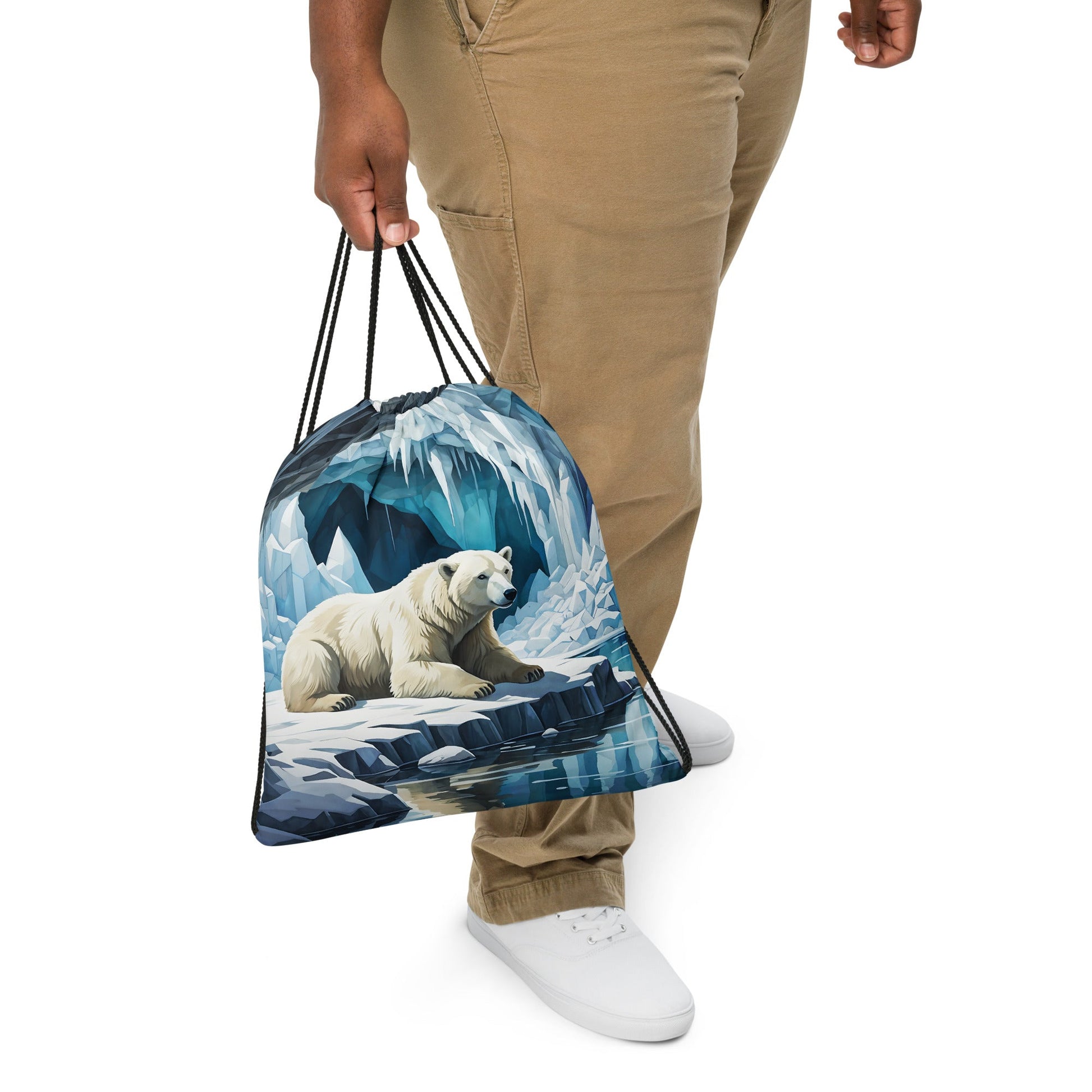 Polar Bear In The Cave III Drawstring Bag - Drawstring Bag - Discovery Co.
