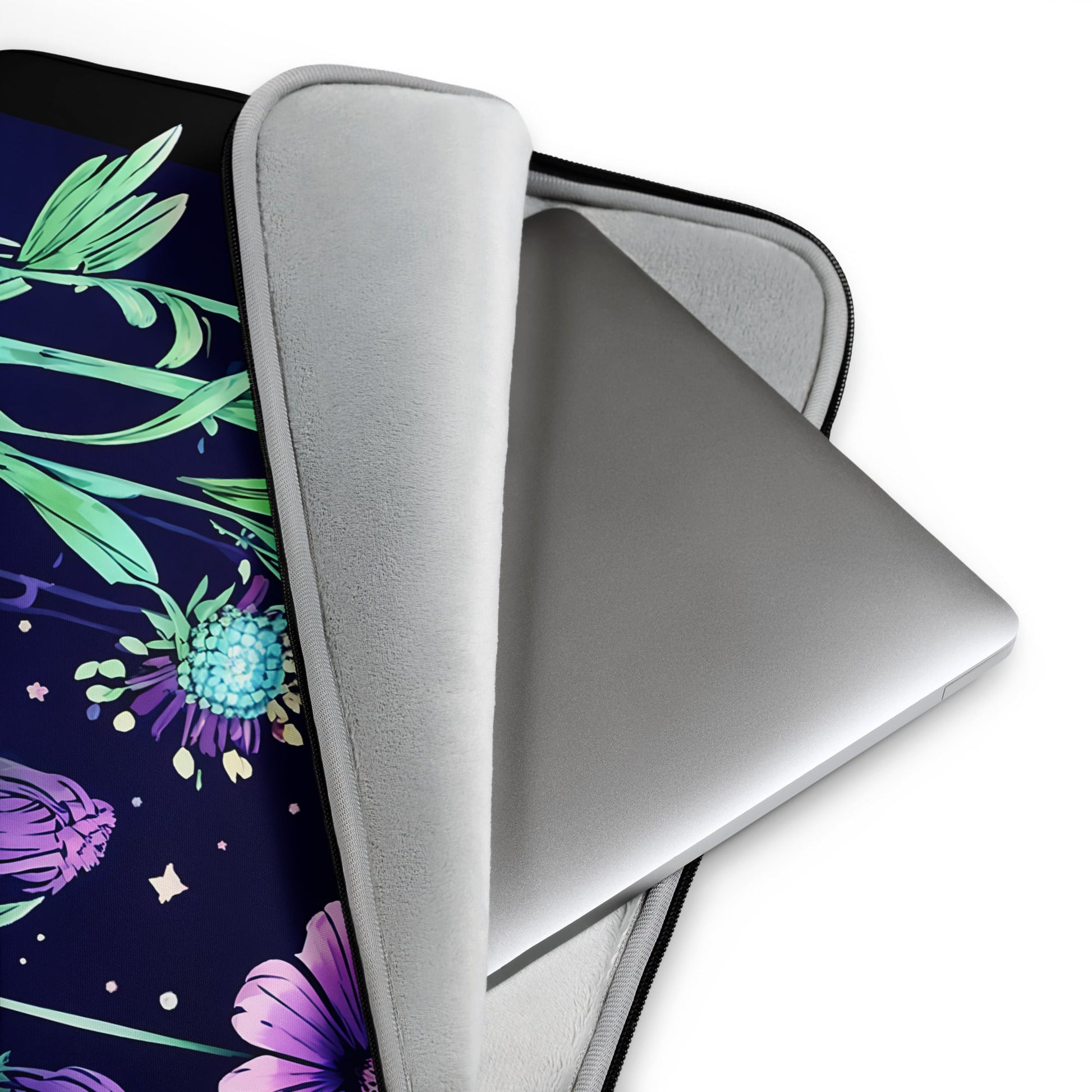 Purple and Green Flowers II Laptop Sleeve - Laptop Cases - Discovery Co.