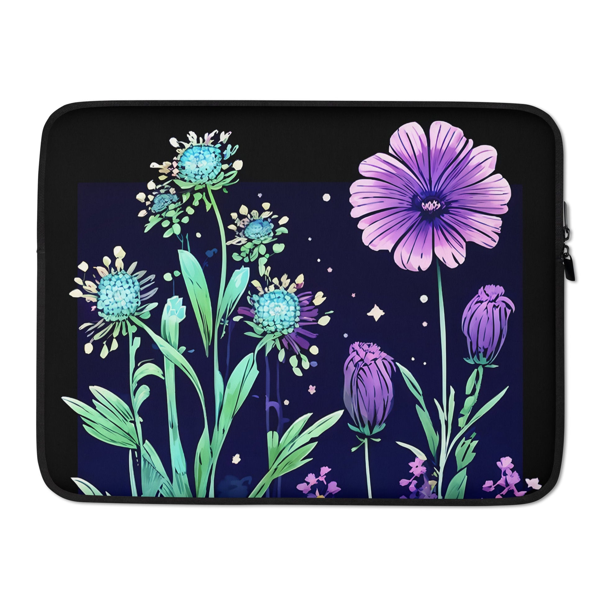 Purple and Green Flowers II Laptop Sleeve - Laptop Cases - Discovery Co.