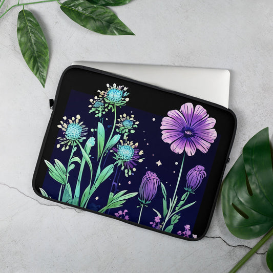 Purple and Green Flowers II Laptop Sleeve - Laptop Cases - Discovery Co.