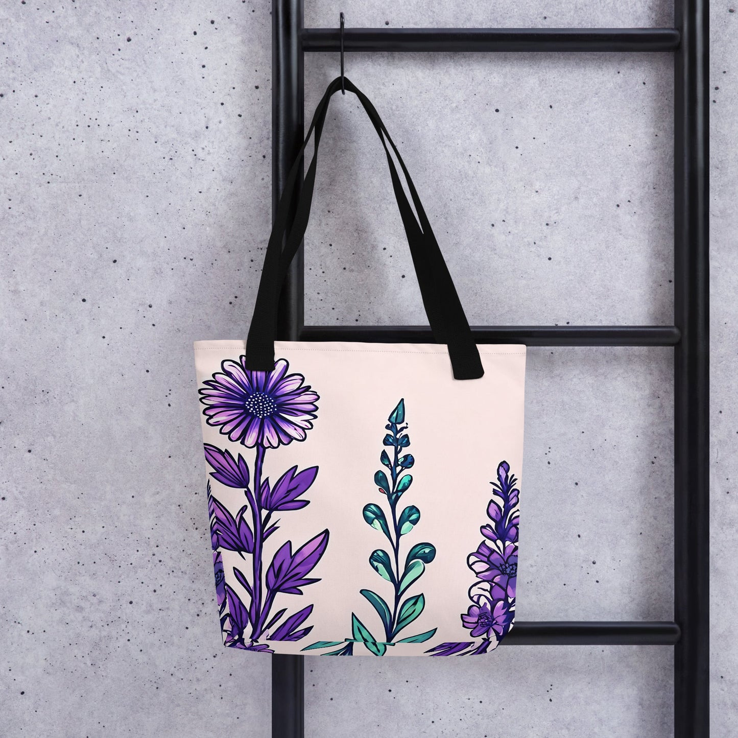 Purple and Green Flowers IV Tote Bag - Tote Bags - Discovery Co.